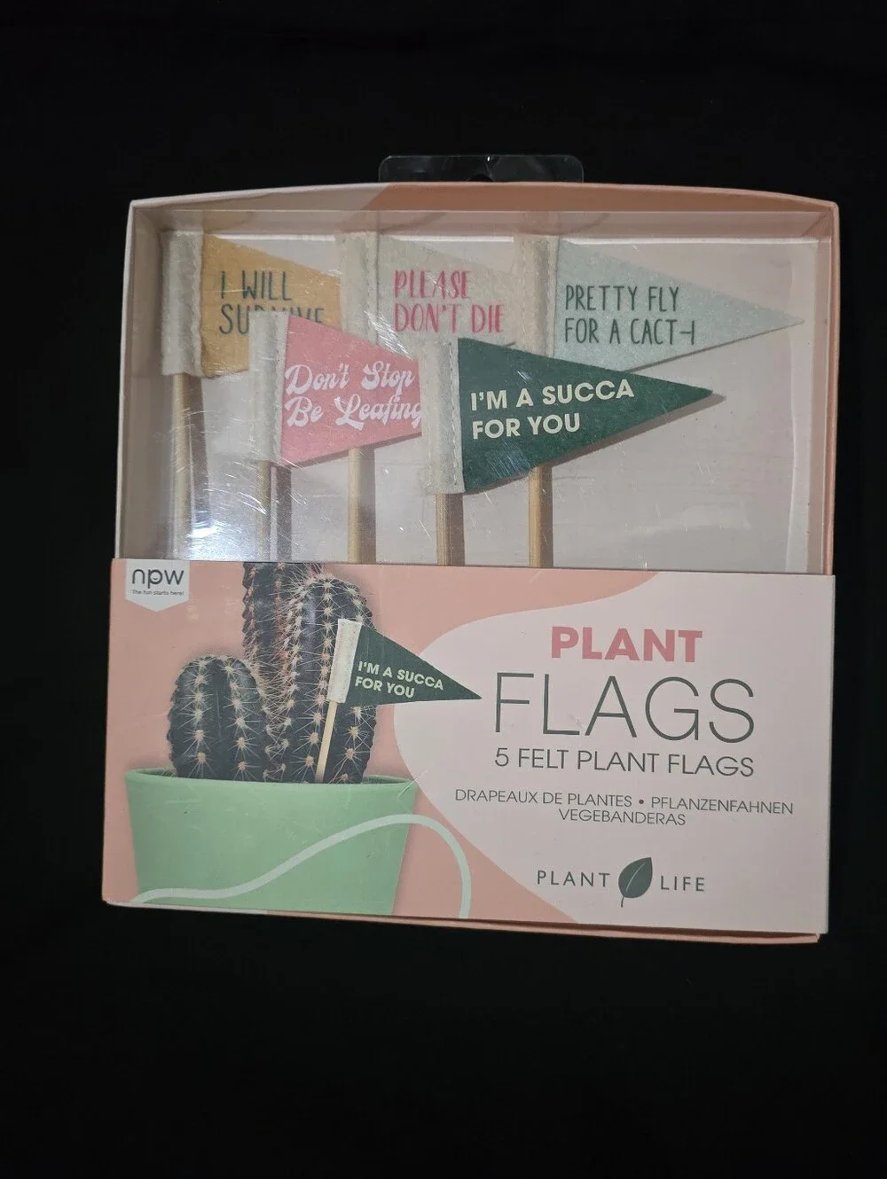 Felt Plant Flags - Pink, Green, Peach (5-Pack)